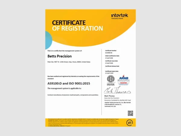 Betts Precision_AS9100IA2026_News_Tile